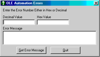 Extract the error message text for OLE Automation errors.