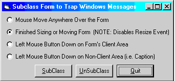 Subclass a Form to Intercept Windows Messages